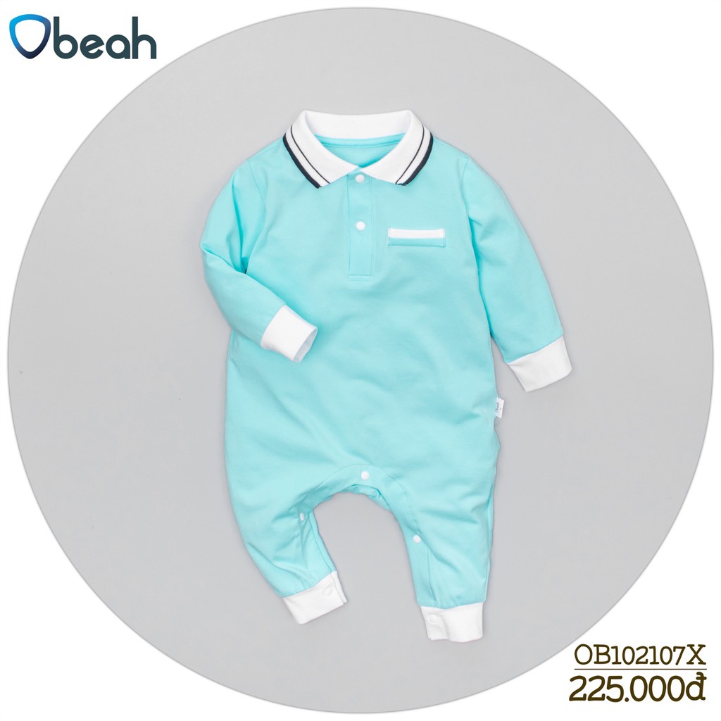 Body cho bé trai, Bộ body polo màu xanh da trời chất liệu cotton organic Fullsize 59 đến 90 cho bé yêu từ 0 đến 24 tháng