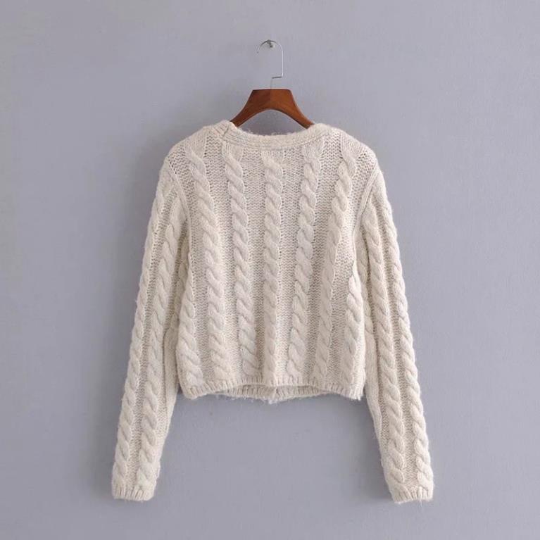 Zara Morocco full tag - Áo len Zara vặn thừng kem be thanh lịch AL00G69N10 New