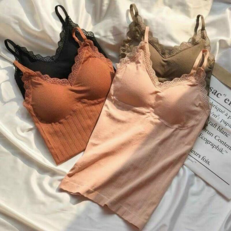 Áo 2 Dây Viền Ren Dáng Dài