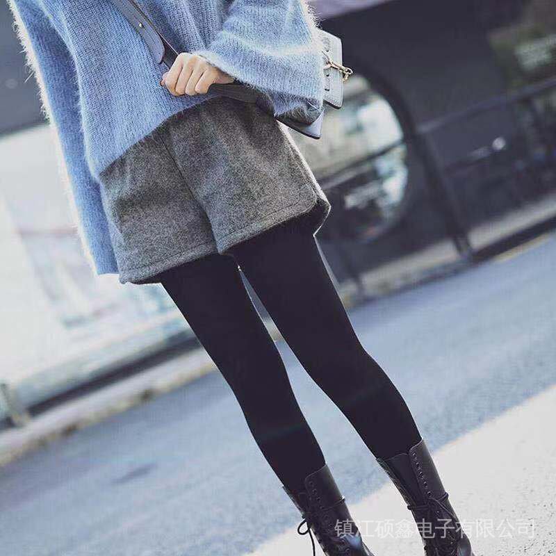 Quần Short Len Dày Ống Rộng Lưng Cao Phong Cách Hàn Quốc Mới Cho Nữ