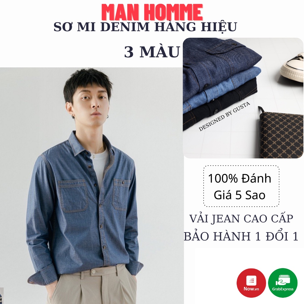 Áo Khoác Denim Nam Giả Bỏ Giả Jean Mỏng Mát Hàng Cao Cấp Áo Sơ Mi Jean Demin Nam Tay Dài -SMDN -Manhomme