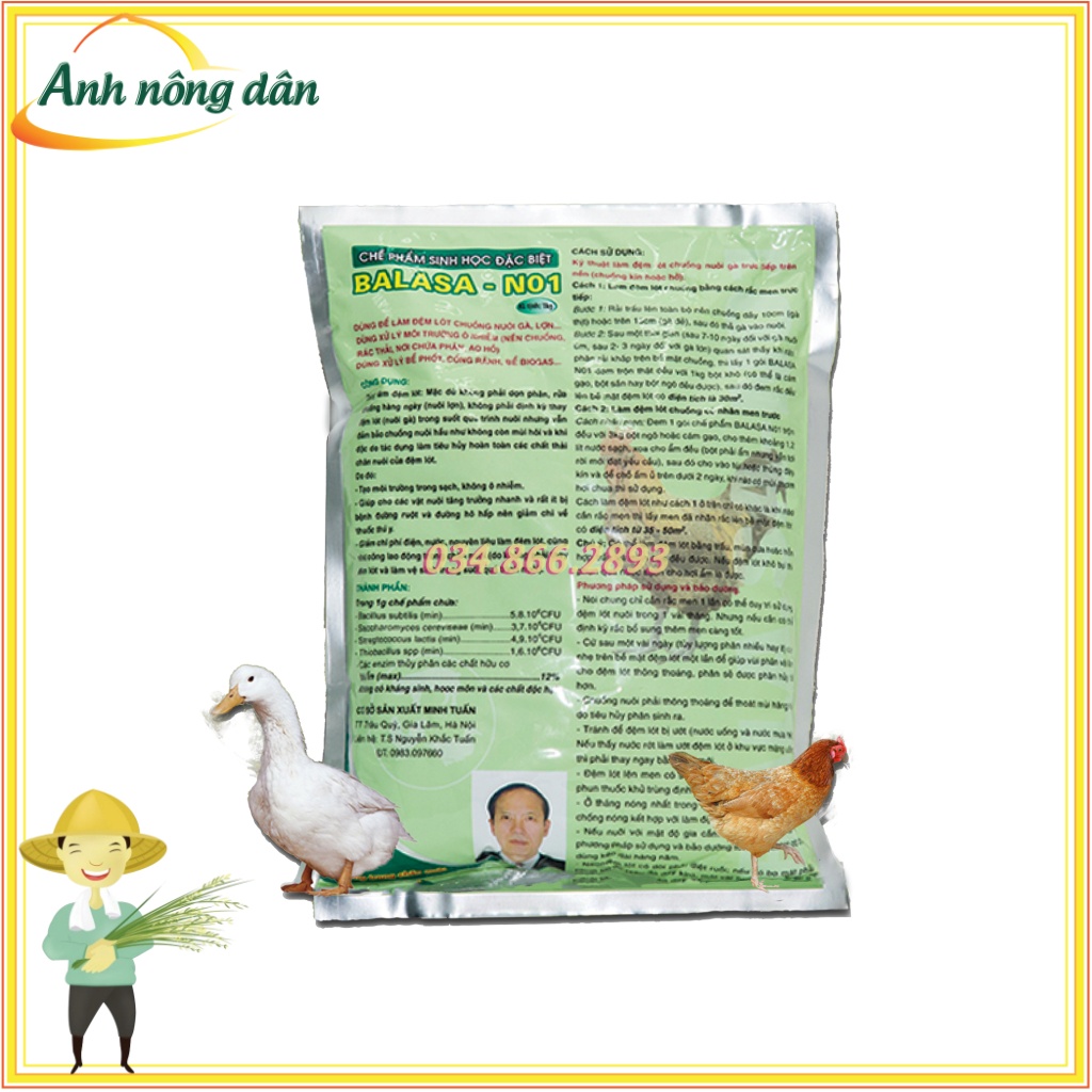 Chế phẩm vi sinh Balasa no.1 Khử mùi chuồng nuôi, làm đệm lót sinh học trong chăn nuôi - Anh nông dân chính hiệu