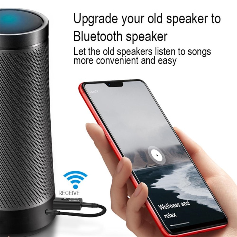 Thiết bị nhận và truyền dữ liệu âm thanh bluetooth 5.0 không dây mini v5.0 cổng 3.5mm cho xe hơi / laptop / tv / pc