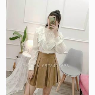 (sale) áo sơ mi cổ bèo tiểu thư (video+ảnh thật)