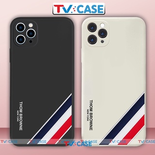 Ốp lưng iPhone Thom Browne cạnh viền vuông silicon mềm dẻo chống sốc cho iphone 6/6s/7/8/X/XS/11/12/13 Pro Plus Max