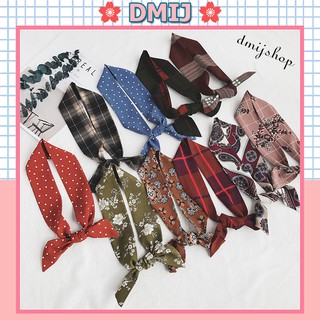 Khăn Turban Dài - Khăn Lụa Bản Nhỏ Quàng Cổ Buộc Tóc Hàn Quốc