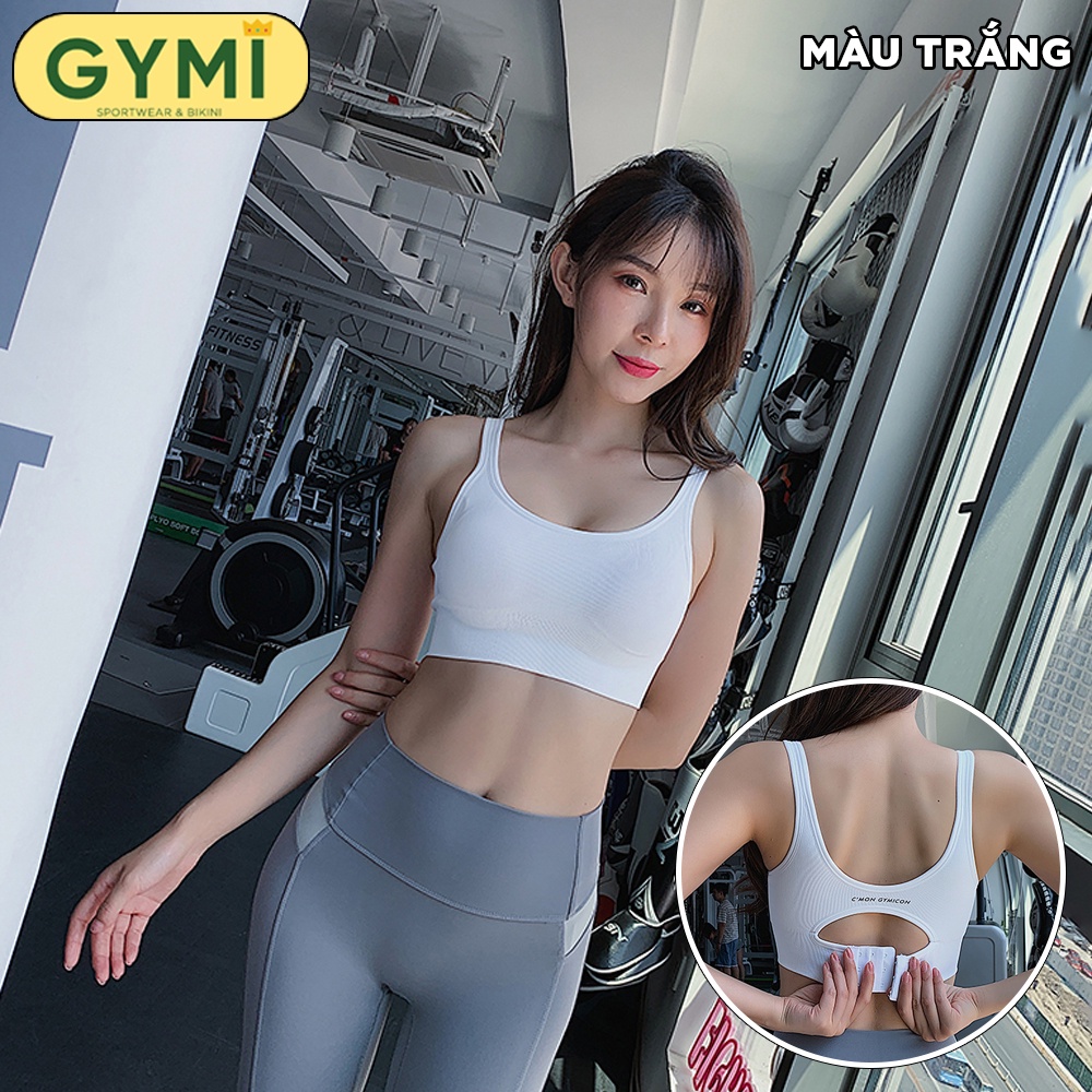 Áo bra tập gym yoga nữ GYMI AL19 dáng thể thao chất dệt kim có khoá cài sau mút ngực có thể tháo rời