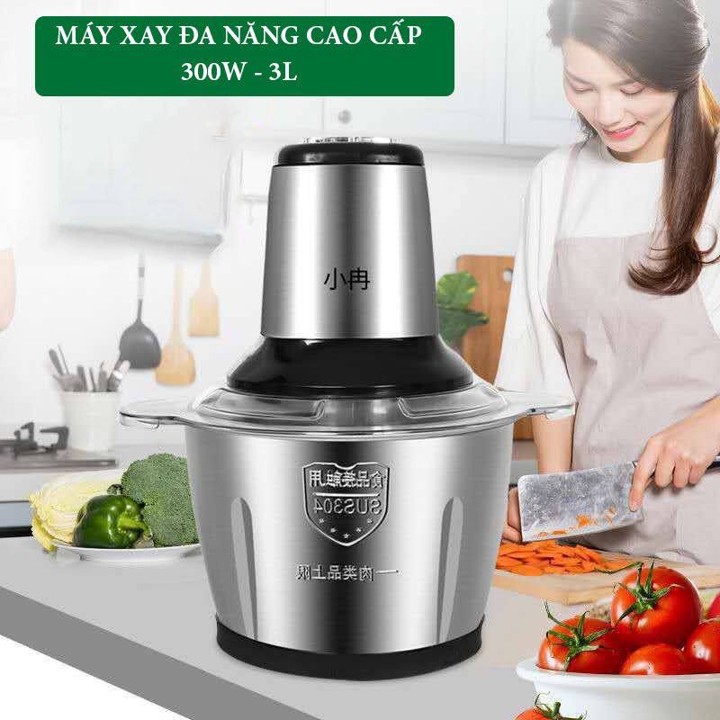 (Tặng Kèm 2 Bộ Dao) Máy Xay Đa Năng Công Suất Khủng 300W Dung Tích 3L Chất Liệu Inox 304 - Bảo Hành 12 Tháng