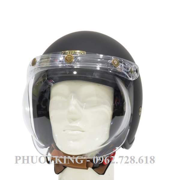 Kính Bubble Bulldog - Royal gắn mũ bảo hiểm 3/4 có khuy bấm chính hãng