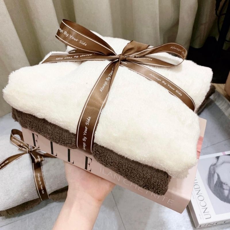 Set 2 khăn tắm Muji xuất dư khổ lớn 60x120cm cotton bông mềm siêu thấm hút XIAOMIMI D1.095