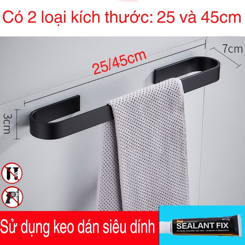 Thanh treo khăn tắm HOBBY HOME DECOR KN1 nhôm sơn tĩnh điện dán gạch men - có 2 kích thước- 2 màu - kèm keo dán