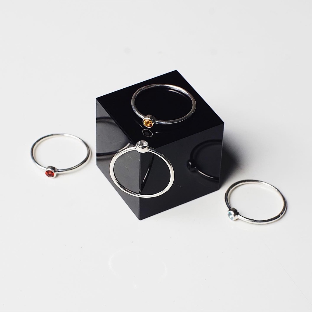 Nhẫn bạc 925 đính đá phong cách tối giản An Gem Quartz Ring