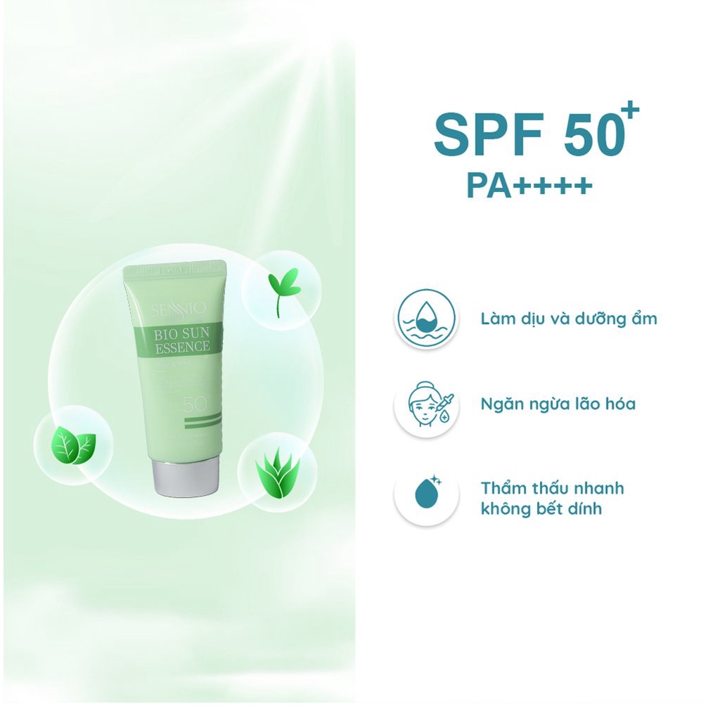 Kem chống nắng Sennio Bio Sun Essence dạng tinh chất dưỡng trắng da chống ánh sáng xanh 50ml SNO 825