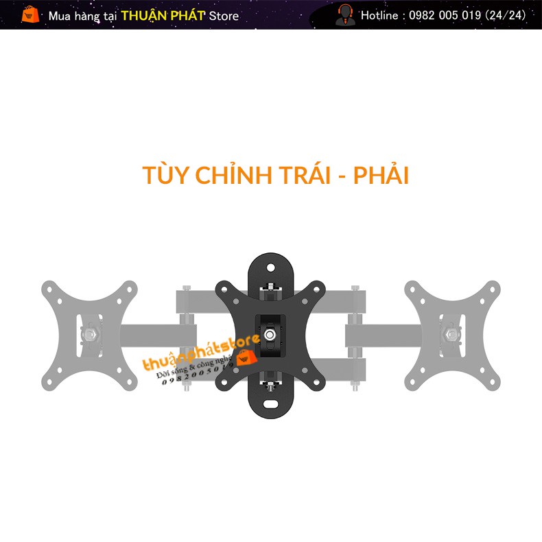 Giá Treo Màn Hình Máy Tính Xoay Năng Model CP102 17 - 32 inch - Xoay trái/phải 180độ -