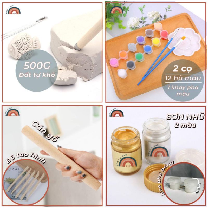 Combo đặc biệt - Đất sét tự khô làm gốm cho bé (500g)