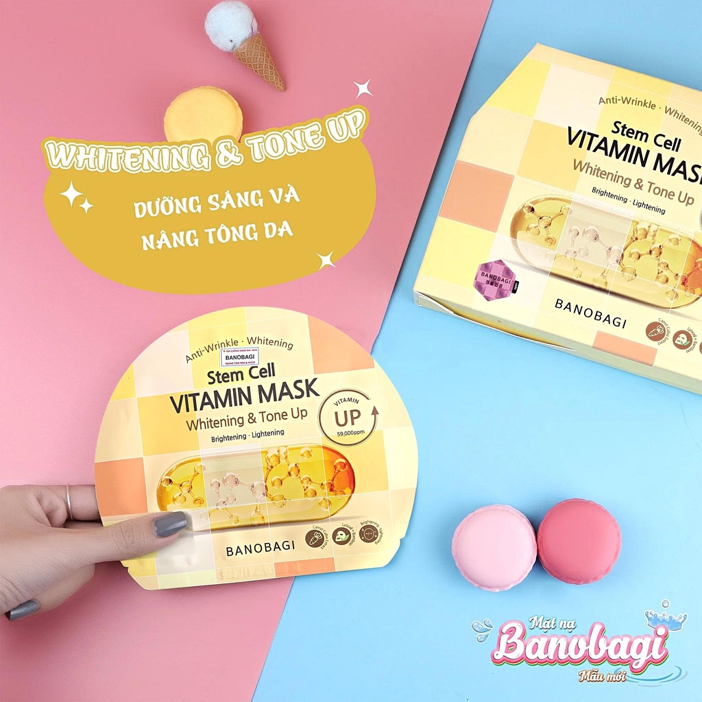 Combo 10 Mặt Nạ Giấy Banobagi Mask Stem Cell Vitamin Dưỡng Ẩm Trắng Da 30ml/Miếng