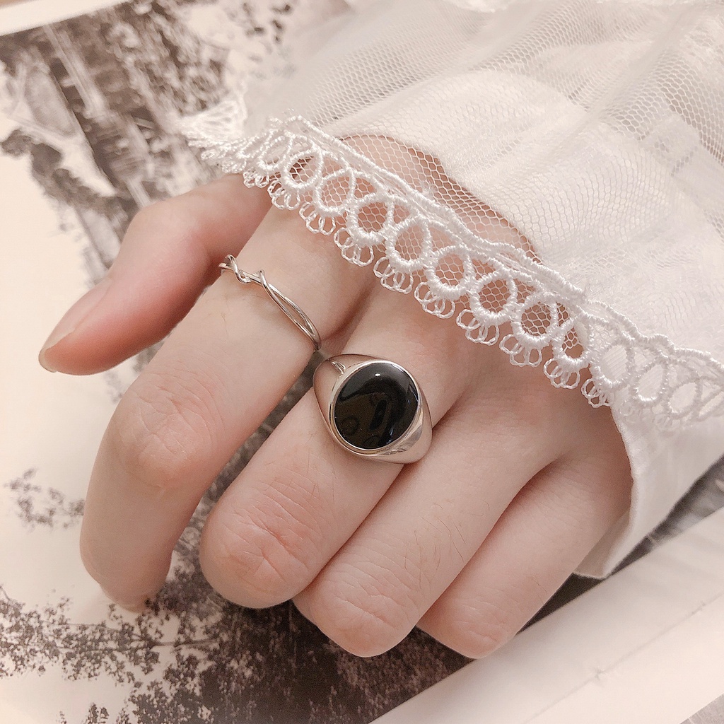 Nhẫn bạc S925_ Nhẫn mặt đen bản to