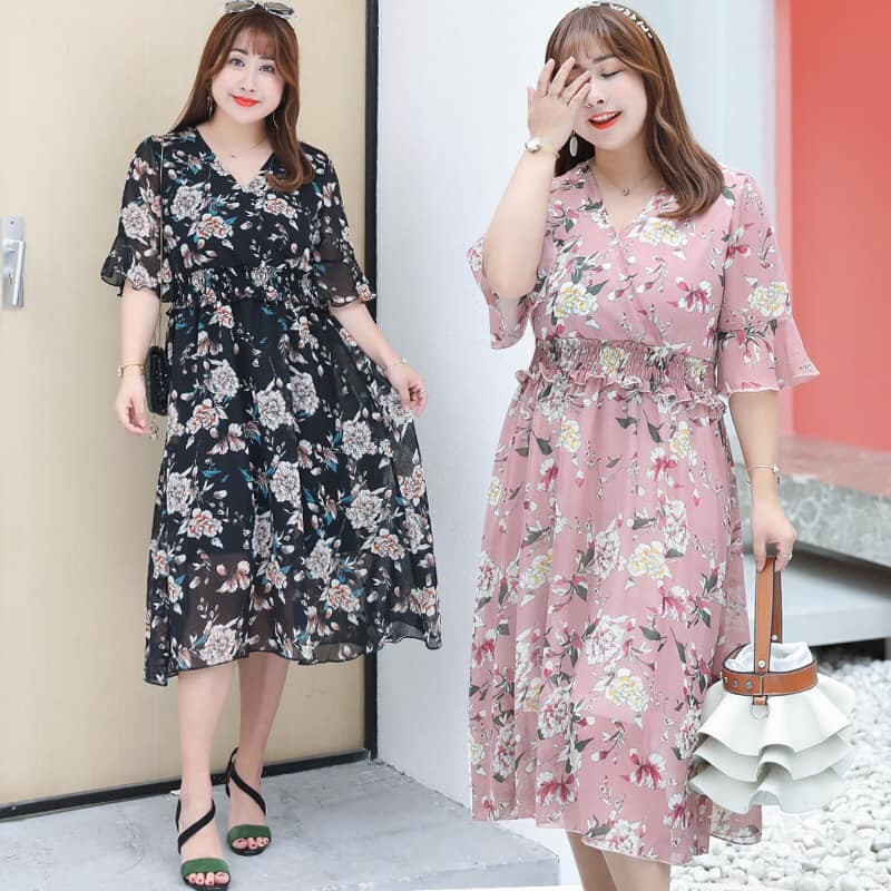 DM1173 - Đầm chiffon hè cho người mập hàng nhập
