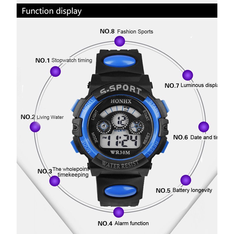 Đồng hồ điện tử thể thao chống nước có đèn LED cho bé | WebRaoVat - webraovat.net.vn