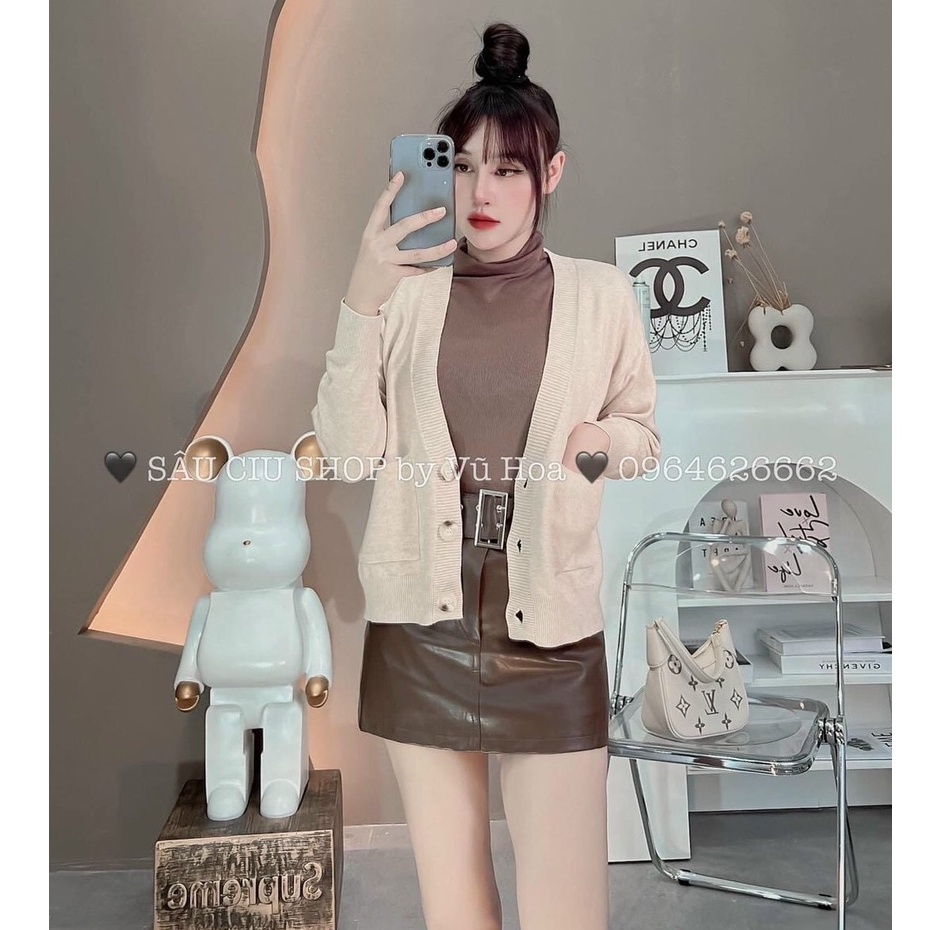 CARDIGAN, ÁO KHOÁC LEN 3 CÚC, DÀI TAY, CỔ V, TÚI NỔI 2 BÊN, BO VIỀN VÀ CẠP ÁO  DÁNG TRƠN BASIC, HÀNG QC LOẠI 1