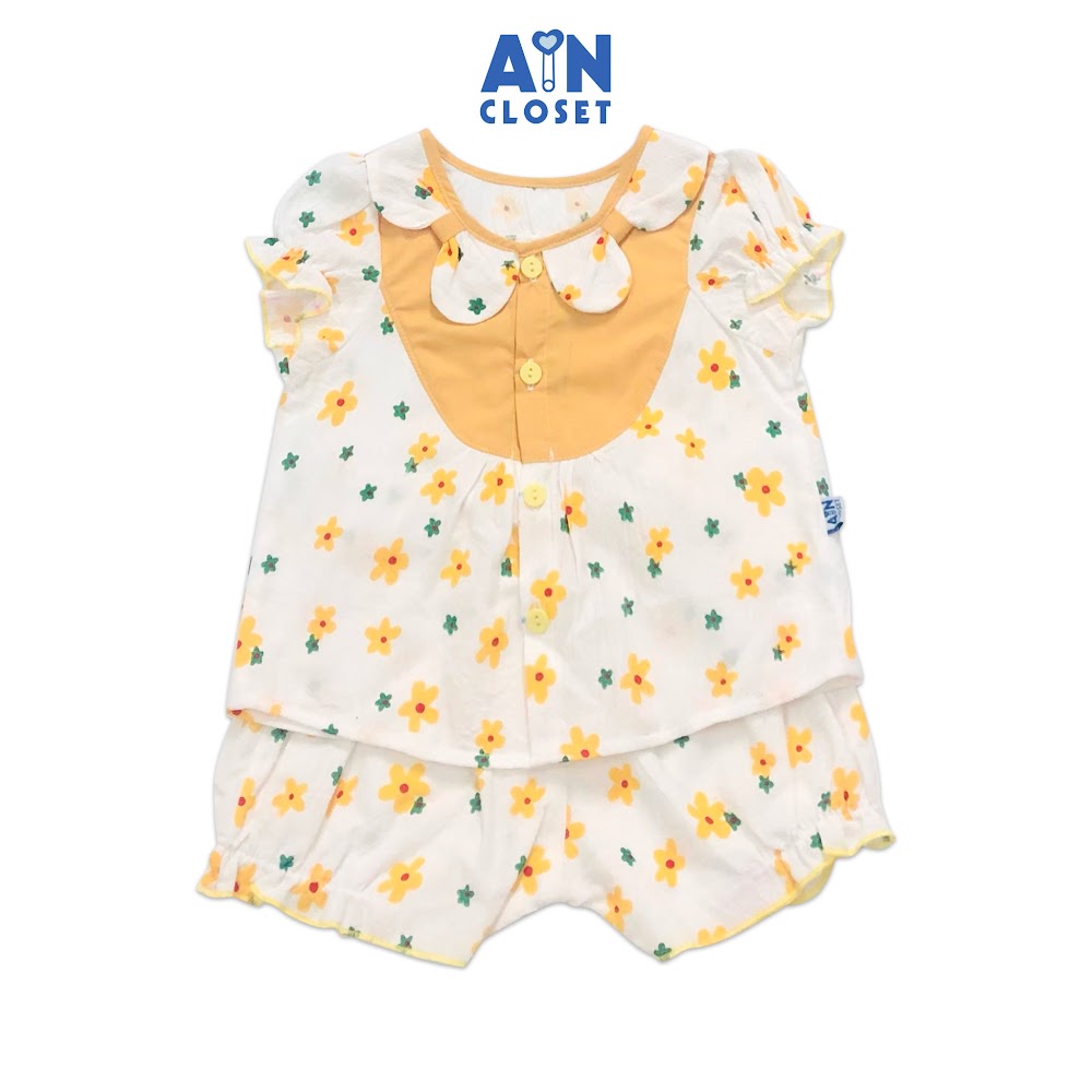 Bộ quần áo ngắn bé gái họa tiết Hoa Huỳnh anh vàng cara - AICDBGH2S82F - AIN Closet