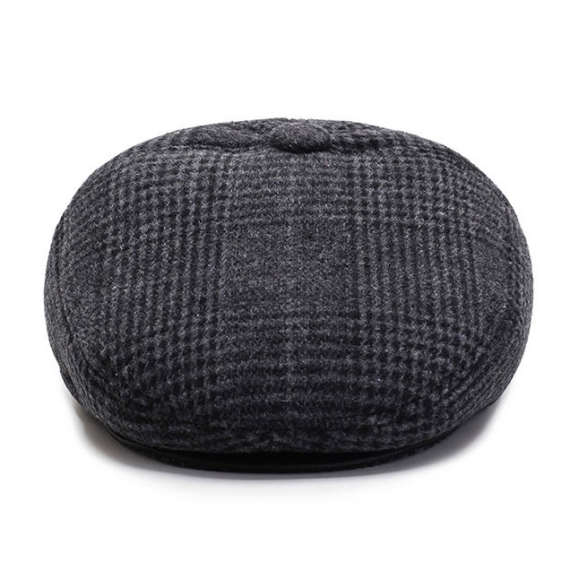 Mũ nồi – Nón beret kẻ caro dạ có khuy thiết kế che tai ấm áp- Món quà ý nghĩa dành tặng người thân