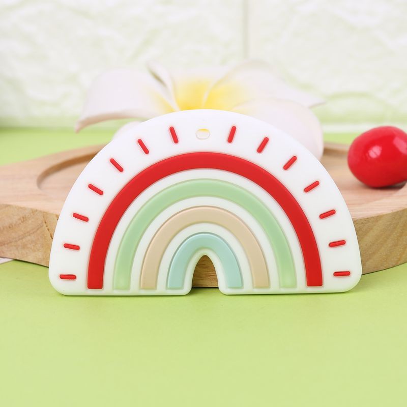 Dây Silicon Ngậm Mọc Răng Màu Cầu Vồng Cho Bé