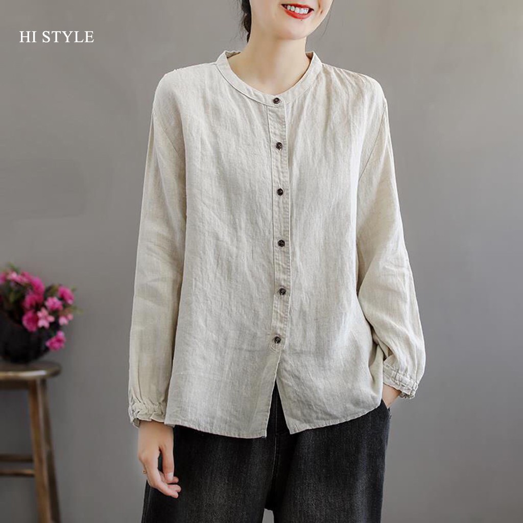 Áo Somi Nữ form rộng có size to ống tay dài kiểu dáng Vintage Rentro Áo Sơ Mi phong cách Hàn Quốc Korea - HI STYLE shop