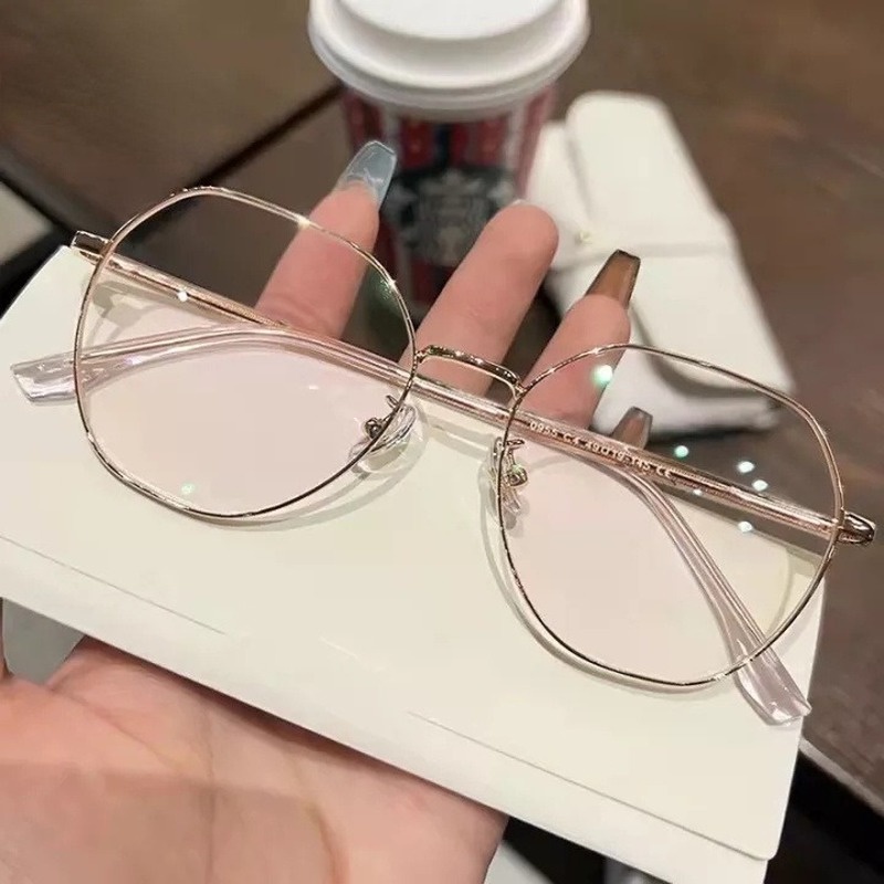 Kính Cận Gọng Kim Loại TR90 Đa Giác Thời Trang Unisex