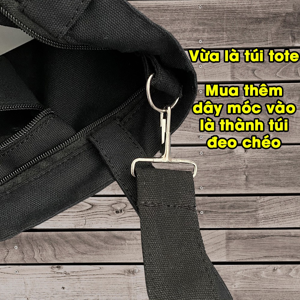 Túi tote đeo chéo vải bố CANVAS có thể đeo vai in hình SQUEEZE THE DAY AH1482-6E9