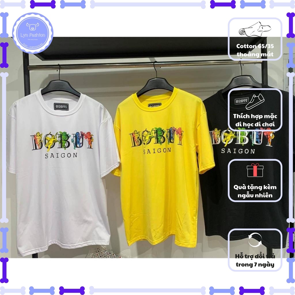 Áo thun nam nữ tay lỡ form rộng unisex BOBUI Saigon Đa Sắc cực hot chất vải dày mịn Lyn Fashion