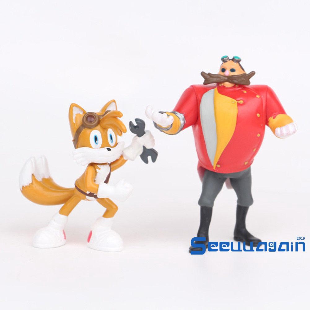 Bộ 6 tượng mô hình nhân vật Anime Sonic the Hedgehog phong cách chibi