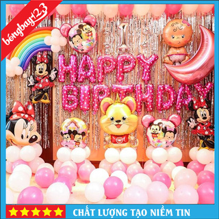 Trang Trí Sinh Nhật Bé Gái Tuổi Chuột Màu Hồng, ComBo Sinh Nhật Hình Mickey Siêu Đẹp Siêu Rẻ 🍓FREESHIP🍓