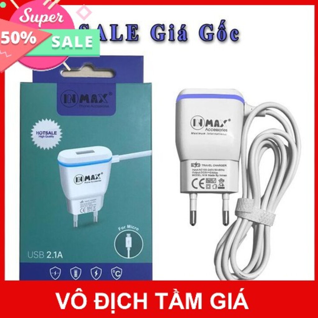 Bộ Sạc INMAX Micro 2.1A Hỗ Trợ Sạc Nhanh Siêu Tốc - Có Đèn Báo