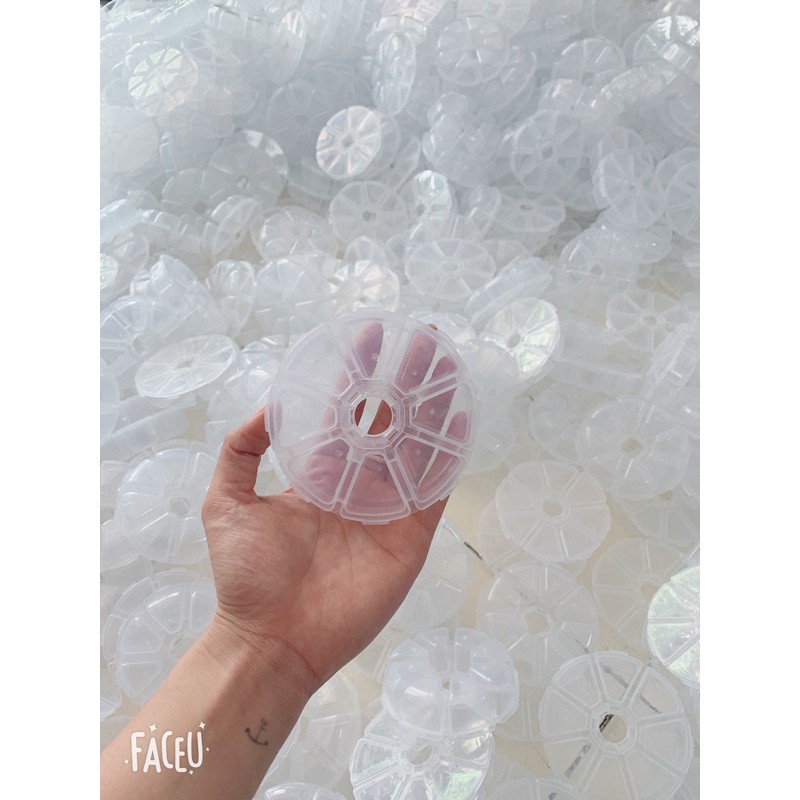 Hộp tròn 8 ô đựng đồ, đựng fan mi, mi rời, mi hủ, đựng trang sức và phụ kiện