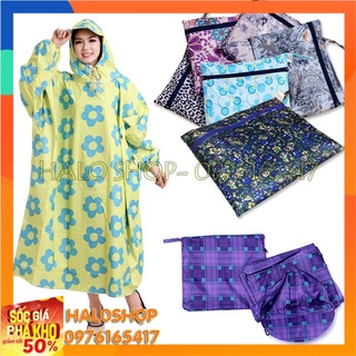 Áo mưa bít vải dù siêu bền họa tiết nữ