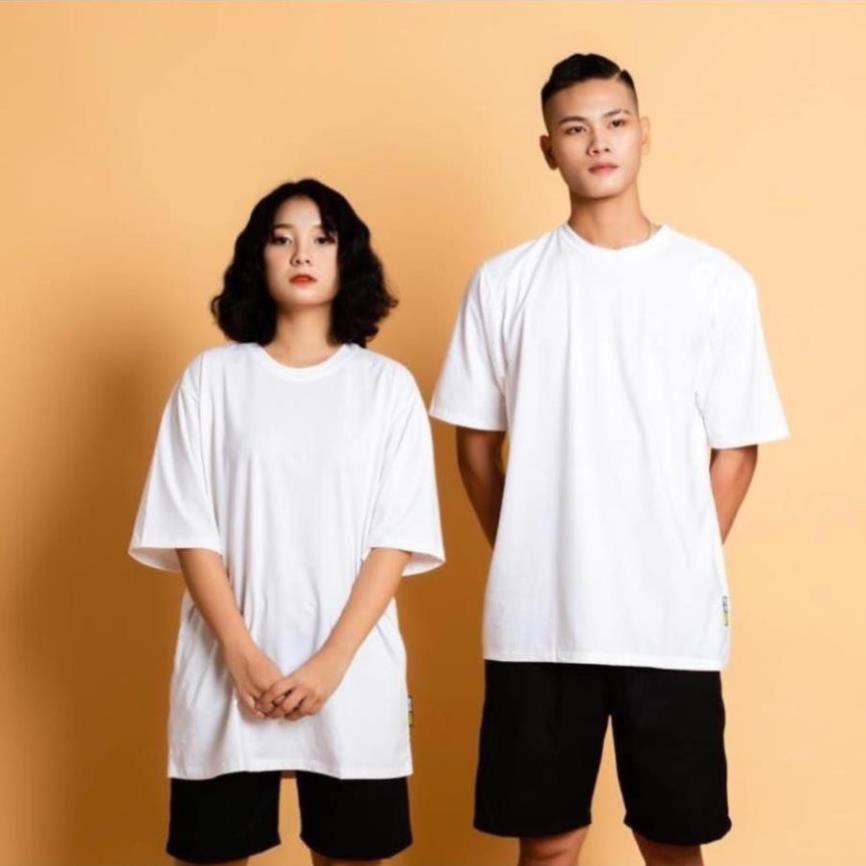 ( HOT ) Áo thun Unisex trơn nam nữ tay lỡ oversize form rộng 2 màu trắng đen