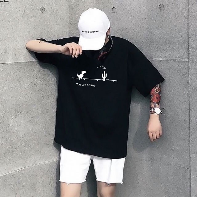 (HCM-HOT SALE) Áo Thun UNISEX FREESIZE Tay Lỡ In Hình You Offline