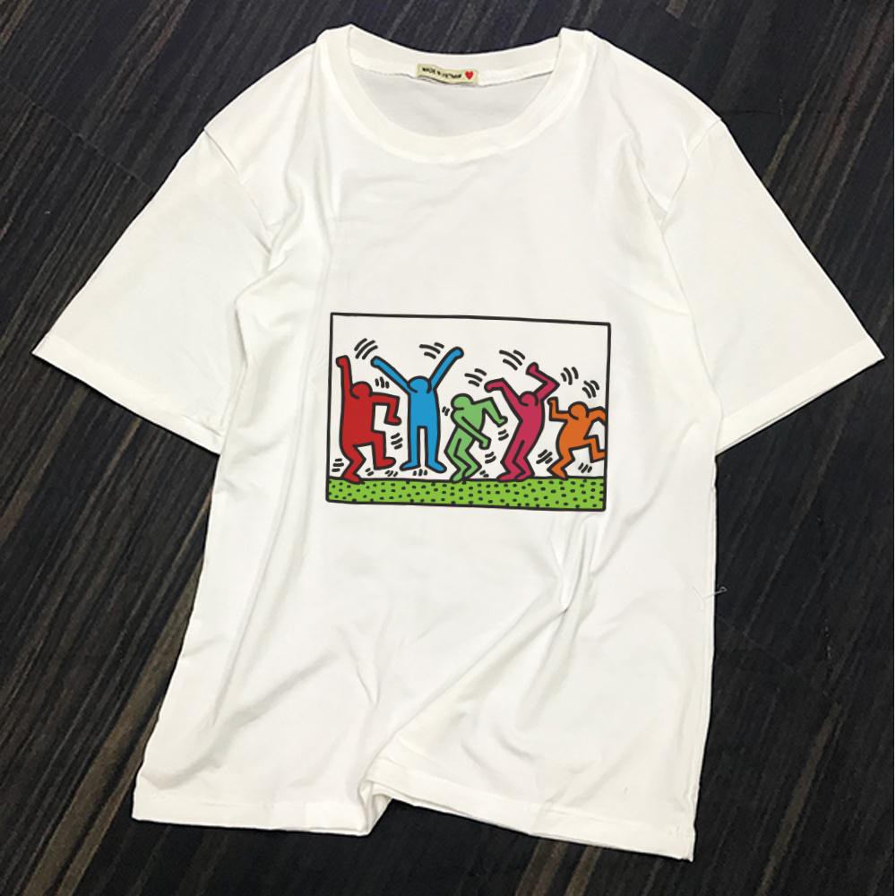 ÁO THUN AOMIVN Keith Haring-01-01TS0_129TAY LỠ CÁ TÍNH PHÔNG IN PHONG CÁCH HÀN QUỐC AOMI DU LỊCH