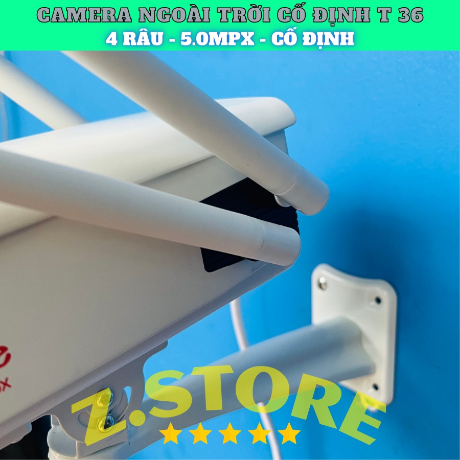 Camera Yoosee 4 râu 36 Led 5.0 chống nước, xem đêm có màu,camera wifi thân cố định t36