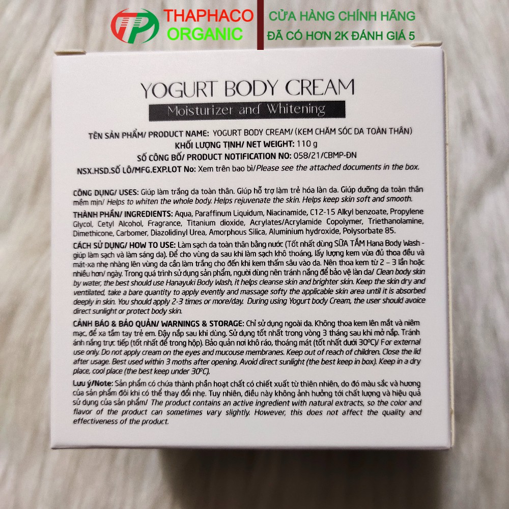 Kem Dưỡng Trắng Da Toàn Thân Yogurt Body Cream Hanayuki - Kem Body Sữa Chua Hanayuki