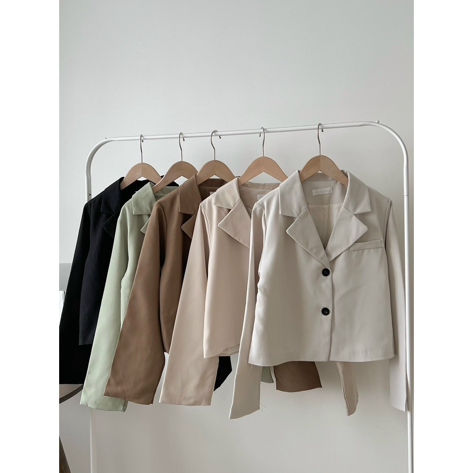 Áo blazer dài tay dáng croptop cúc tay, áo khoác blazer 2 lớp Hàn Quốc