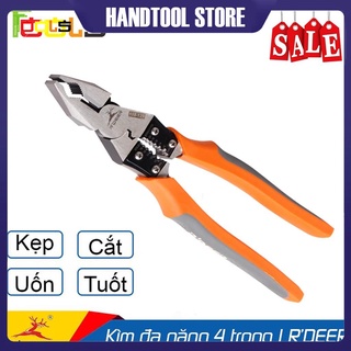 Kìm điện đa năng cao cấp 4 trong 1 R'DEER 118-129 9inch/225mm (Kẹp-Cắt-Uốn-Tuốt dây)