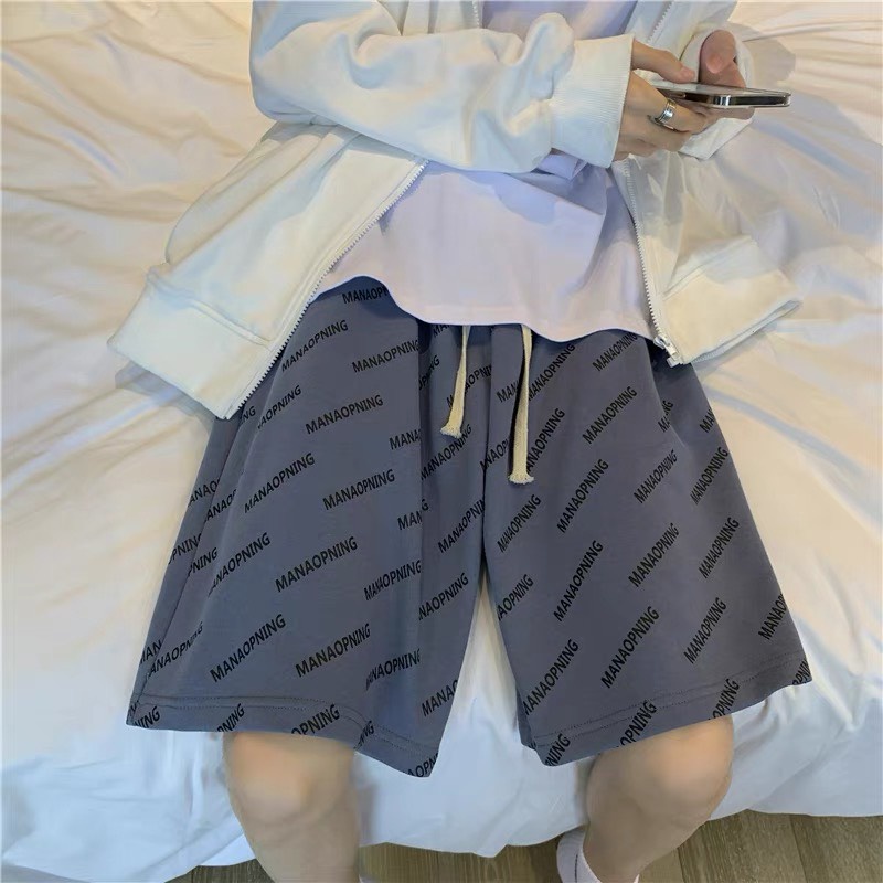 Quần đùi nam in chữ MANAPAOING  chất umi thể thao mặc thoáng mát cho mùa hè