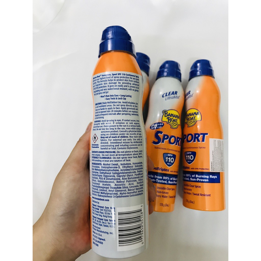 [Xả Lỗ Chạy Date06/2022] Chống Nắng Dạng Xịt Banana Boat Sport Thể Thao SPF110 (170g)