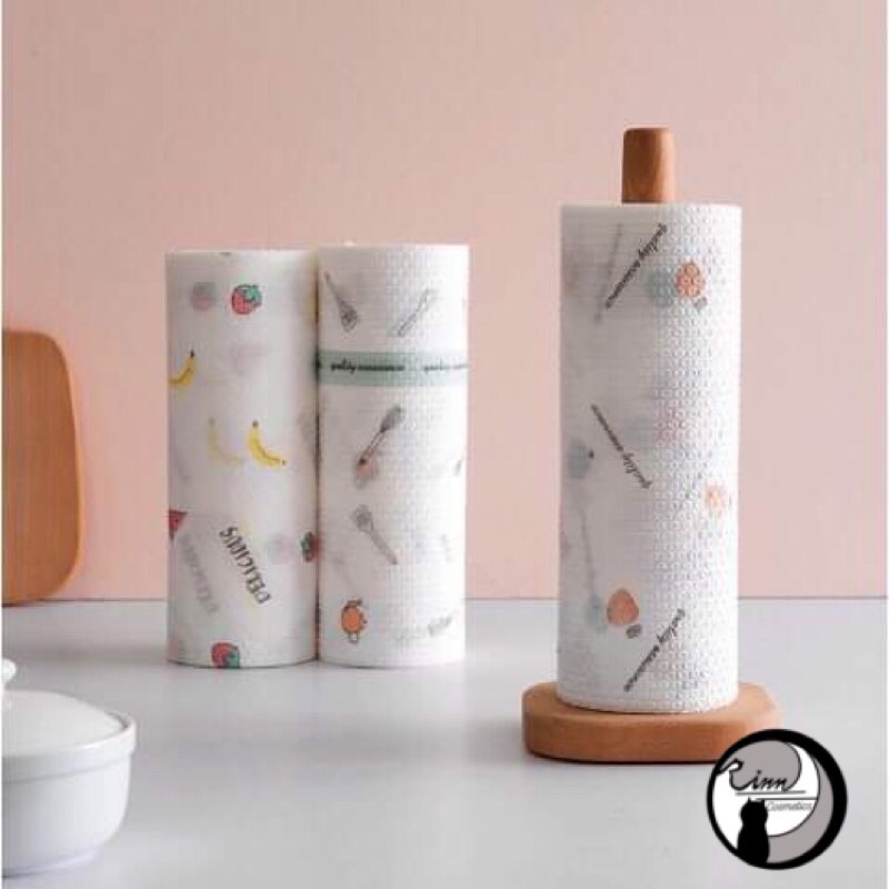 Cuộn giấy lau nhà bếp đa năng màu trắng siêu dai 50 tờ tái sử dụng được nhiều lần thấm hút tốt