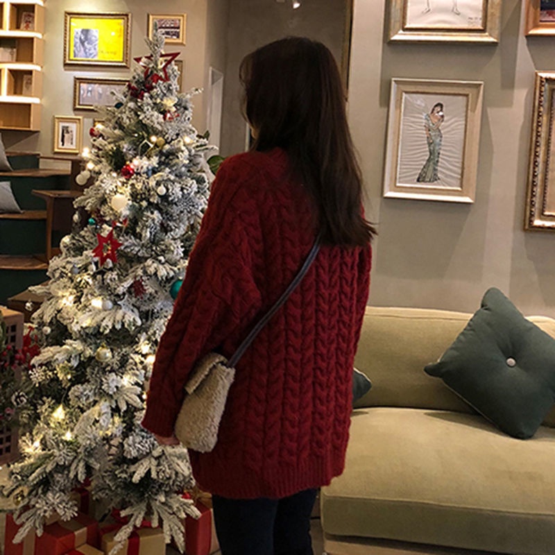 COZOK Áo sweater tay dài dáng rộng đa năng thời trang Hàn Quốc