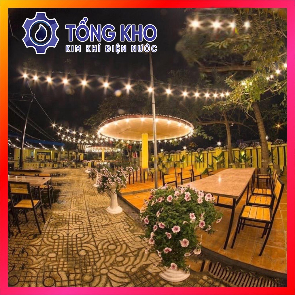 Dây đèn trang trí ngoài trời dùng cho quán cà phê, trà chanh, trà sữa... 10m 20 bóng, 5m 10 bóng loại 1 - Meta shop