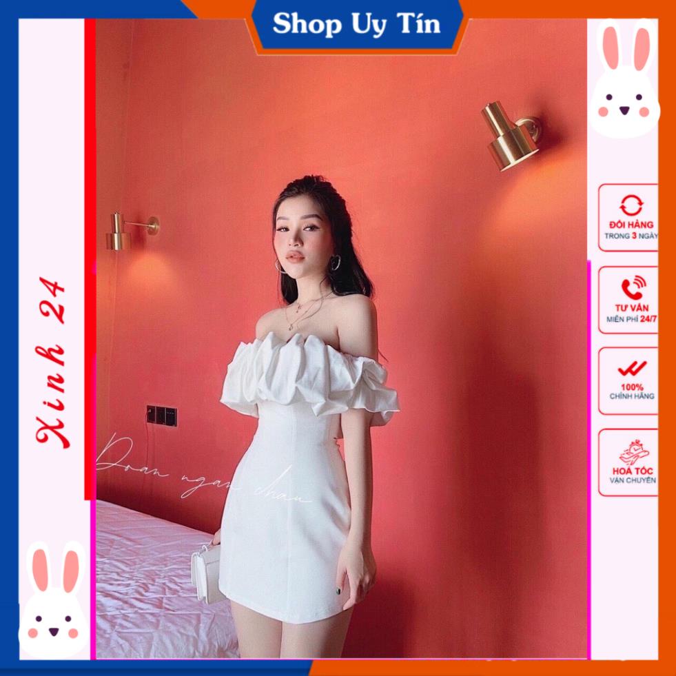 Váy body cá tính trễ vai xếp ly có mút ngực tôn dáng thời trang thiết kế Xinh 24 | BigBuy360 - bigbuy360.vn