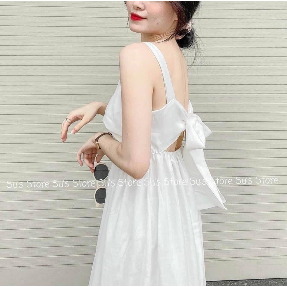 [GIÁ SỈ] Váy Nữ Đẹp, Váy Maxi Trắng Dây Nơ Đuôi Cá 🦋FREESHIP🦋 Đầm Nữ Chất Đuôi Eo Chun Dáng Dài